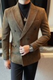 23671-P165双排扣西装男士秋冬纯色商务正装高级感双开叉西服，男装西服，电商B333