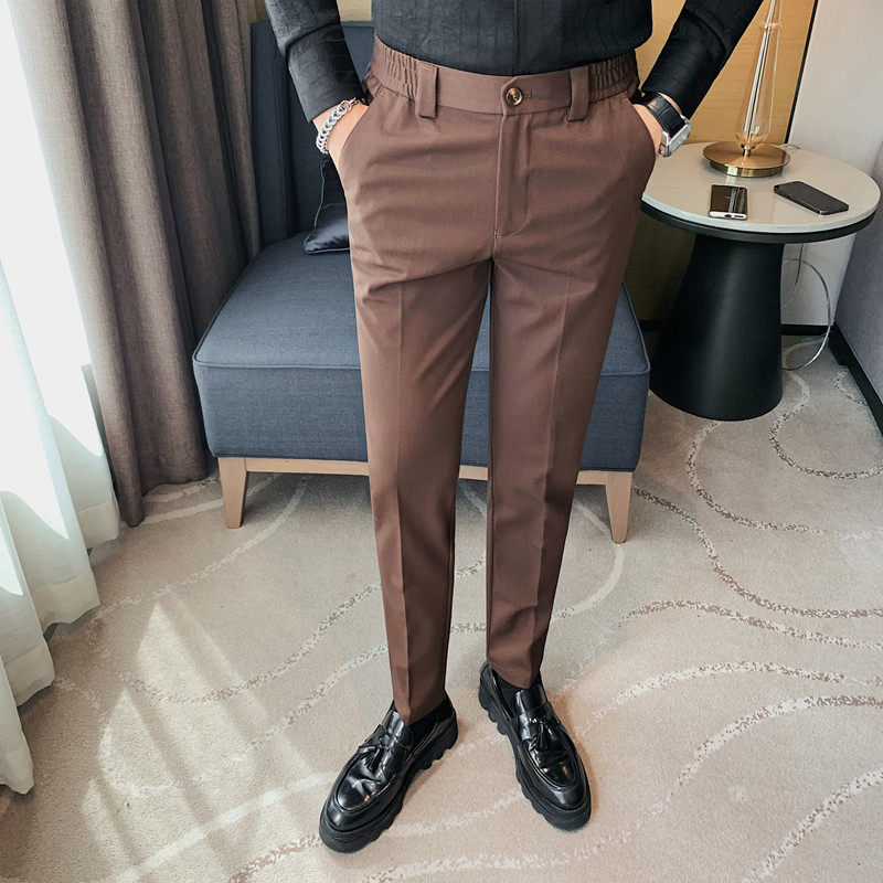 XK503-P88秋冬新款西裤长裤修身休闲裤百搭黑色裤子腰部有松紧，男装西裤，电商B333