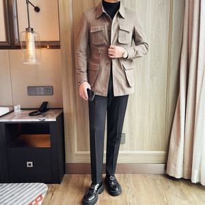 JK203-P135 男士夹克外套新款翻领修身商务休闲上衣猎装夹克外套，男装夹克，电商B333
