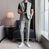 TZ508-P200无袖西装九分裤裤子套装男士夏季纯色西服两件套，男装西服套装，电商B333