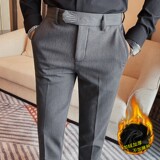 1112-P78加绒厚款西裤男士秋冬新款纯色修身商务休闲百搭长裤，男装西裤，电商B333