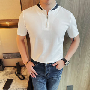 7510-P58 拉链半袖Polo衫男士夏季新款高级感体恤短袖图片