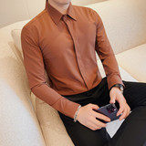 6888-P58暗扣衬衫男士长袖商务休闲百搭衬衣白衬衣男，男装衬衫，电商B333