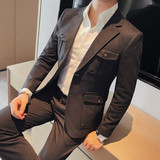 XF1041-P175呢子西装外套男士冬季厚西服单排扣多口袋西装，男装西服套装，电商B333