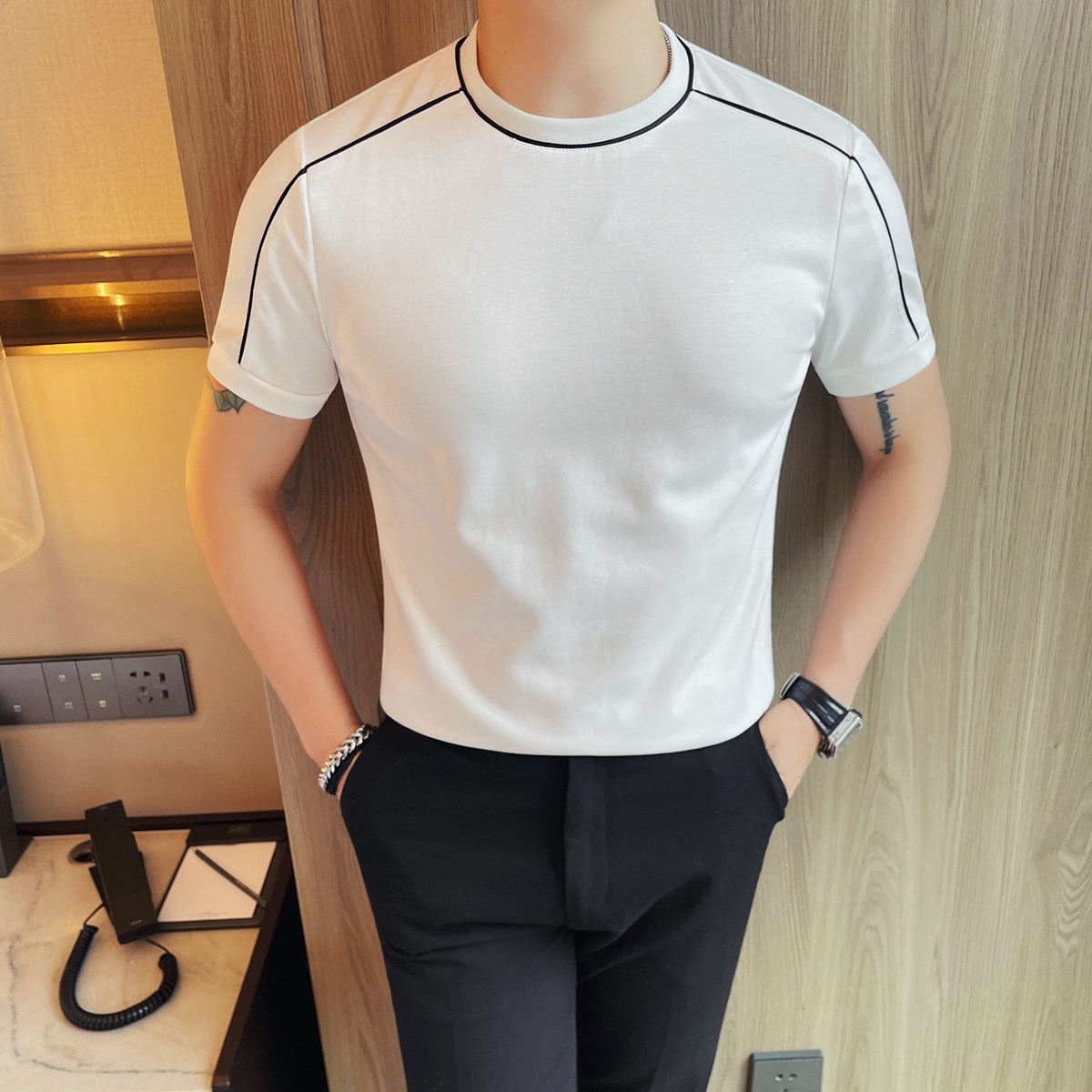 7541-P55短袖T恤夏季潮流休闲短袖T恤上衣圆领体恤,男装T恤,电商B333
