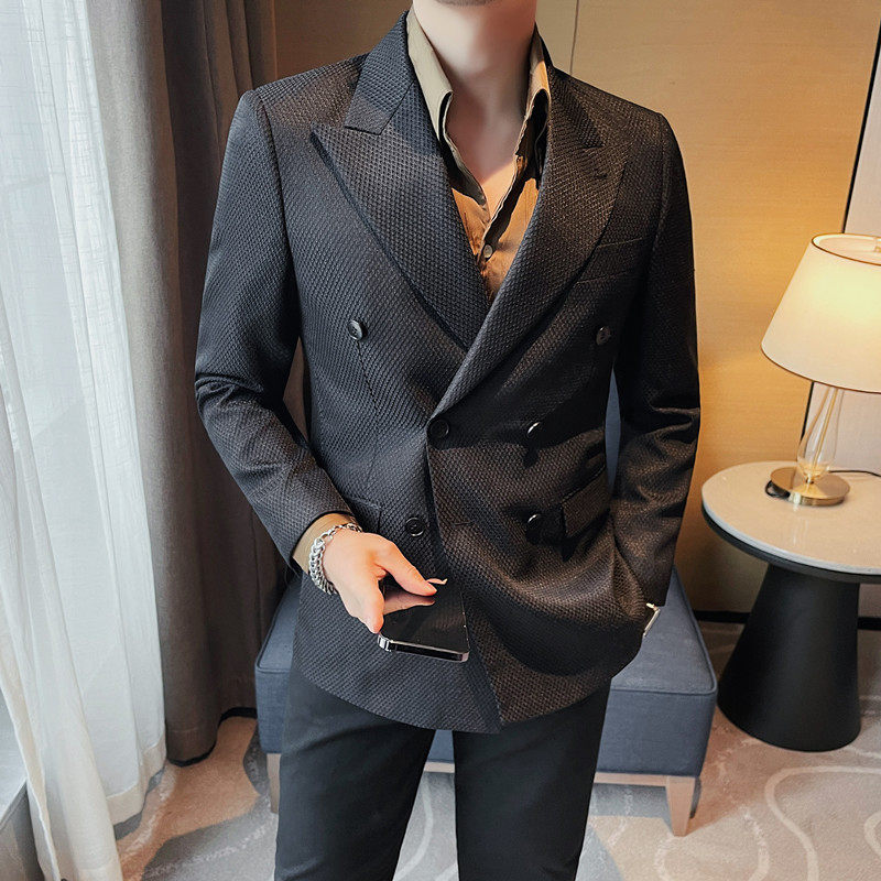 XZ6091-P208 西装外套男士西服礼服休闲修身双排扣西装图片