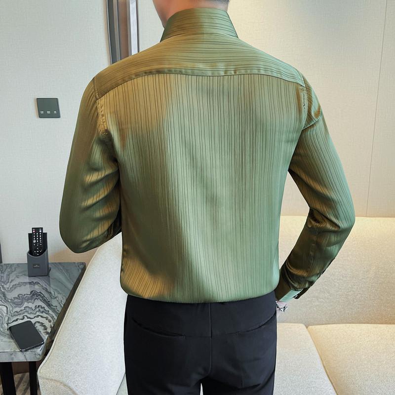 7170-P65长袖衬衫男士秋冬新款纯色商务休闲条纹衬衣男,男装衬衫,电商B333