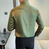 7170-P65长袖衬衫男士秋冬新款纯色商务休闲条纹衬衣男，男装衬衫，电商B333