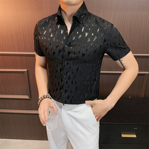 C7775-P58 79 花衬衫男士夏季新款短袖衬衫 免烫休闲百搭衬衣图片