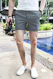 K31-特P40夏季潮男小格子三分裤子格纹小西裤修身超短裤，男装牛仔裤，电商B333