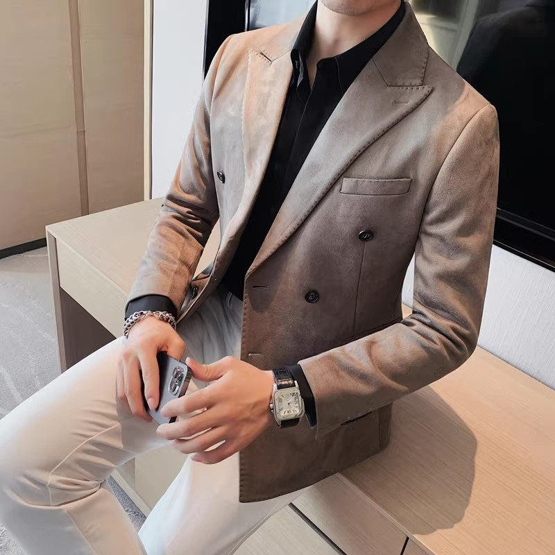 老款继续做23519-P155麂皮绒西装外套男秋冬韩版修身纯色西服,男装西服套装,电商B333