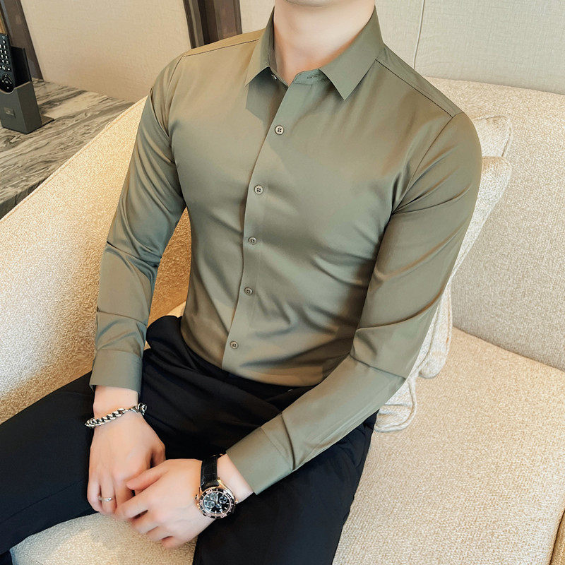 B333-CS8601衬衫-P70秋季长袖免烫衬衣男士商务休闲纯色百搭衬衫，男装衬衫，电商B333