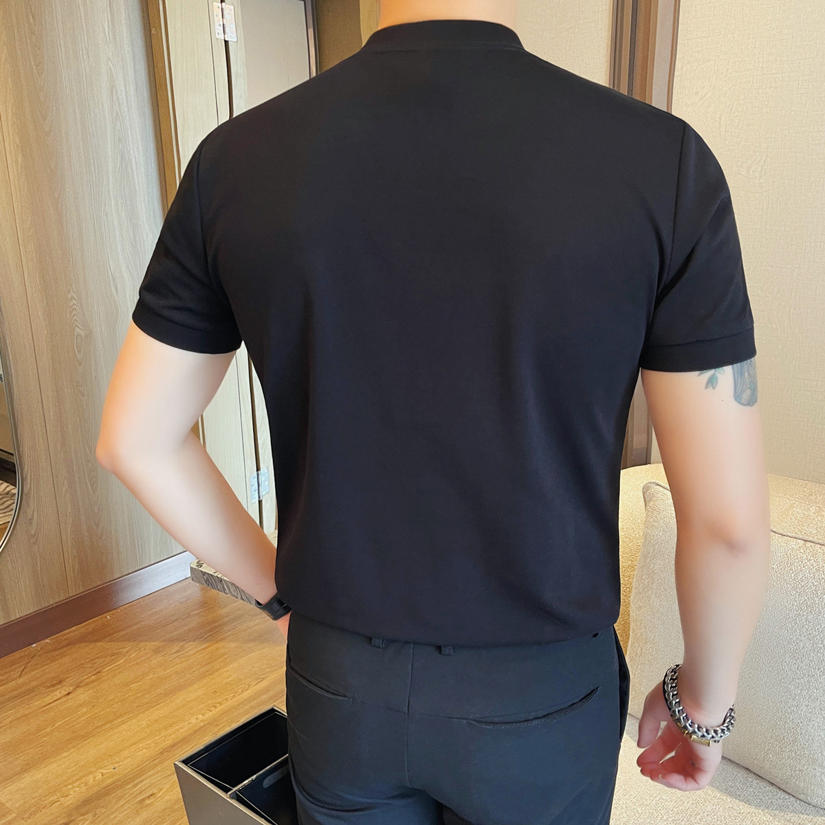 7538-P55男士短袖夏季新款时尚百搭休闲半袖T恤潮流修身短袖,男装T恤,电商B333