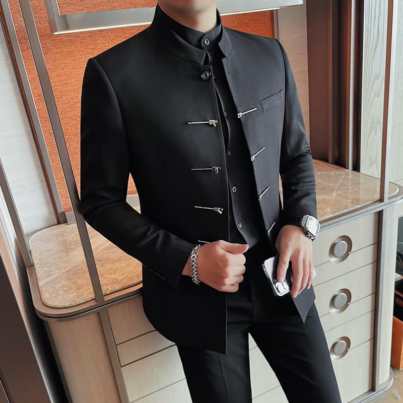 XF1059-P150中山装男士秋冬西装纯色单排扣小西装,男装西服套装,电商B333