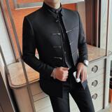 XF1059-P150中山装男士秋冬西装纯色单排扣小西装，男装西服套装，电商B333