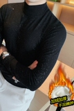 加绒DD03-特P50冬季中领男士打底衫撒粉半高领长袖体恤，男装T恤，电商B333