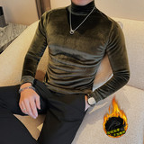 6992-特P50半高领加绒加厚长袖体恤男士冬季金丝绒打底衫，男装T恤，电商B333