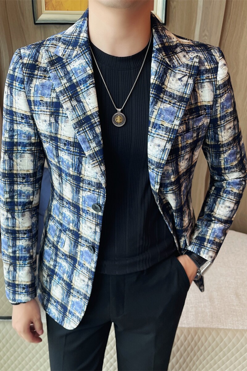 XF1079-P145秋冬季休闲小西服男士韩版潮流修身帅气格子单西西装,男装西服,电商B333