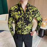 C3129-P78只有白色M印花衬衫男士潮流时尚长袖衬衣，男装衬衫，电商B333