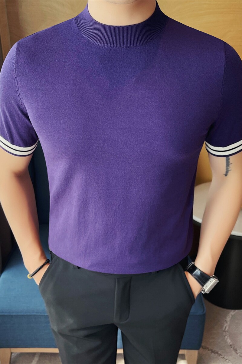 3765-P58针织冰丝短袖体恤男士夏季新款圆领修身时尚休闲T恤,男装T恤,电商B333