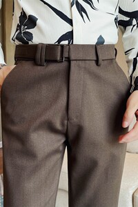 K9981-P80 小脚裤子百搭休闲西裤秋冬季高级感时尚呢子裤图片