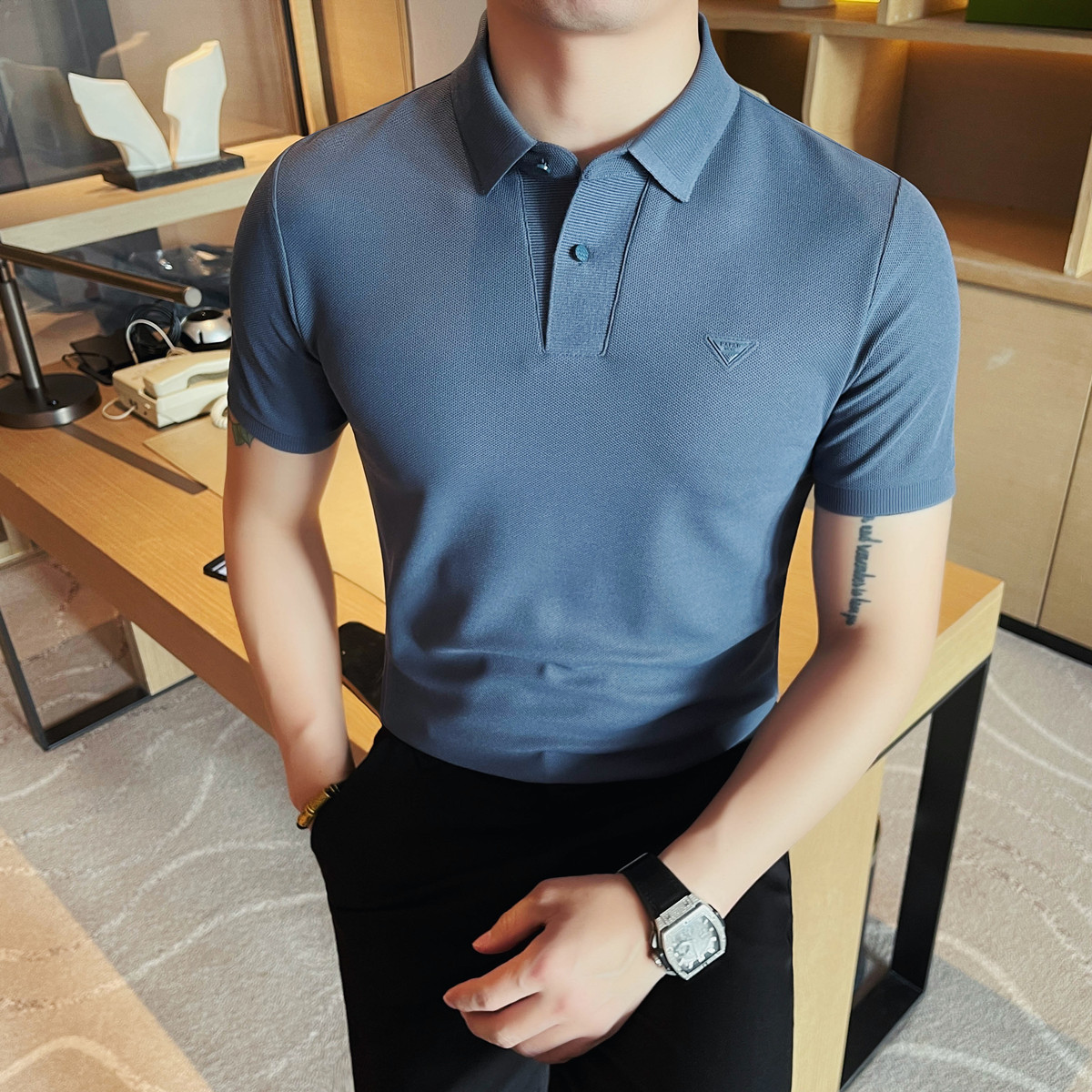 6062-P45男士短袖POLO衫夏季新款商务休闲翻领T恤,男装T恤,电商B333