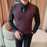 8520-P48新款毛衣男士秋冬季无袖针织衫打底内搭保暖V领背心，男装针织衫/毛衣，电商B333