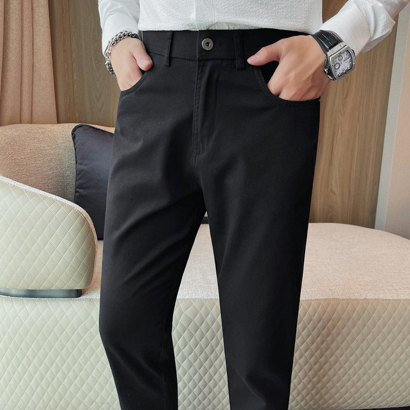 K3515-P88裤子男直筒西裤潮流九分西装裤白色弹力松紧腰休闲长裤，男装西服套装，电商B333