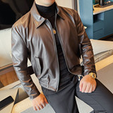 JK202-P135男士长袖皮衣外套新款修身商务休闲皮夹克上衣短款，男装夹克，电商B333