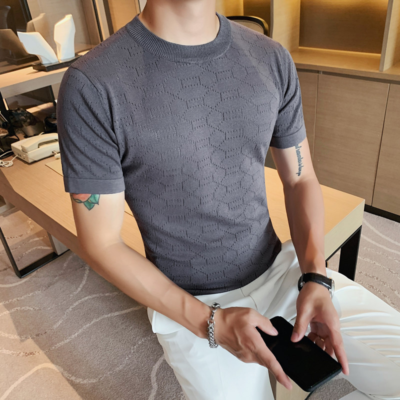 老款继续做YT03-P45夏季男士冰丝短袖纯色T恤圆领休闲潮流针织衫2,男装T恤,电商B333