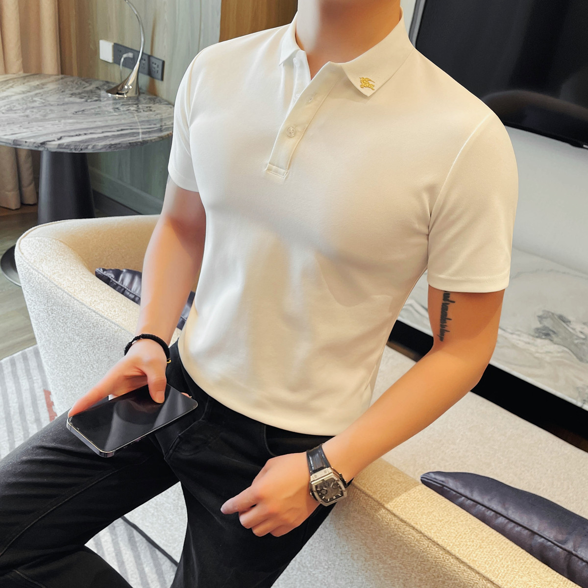 PL3612-P48男士短袖T恤夏季新款时尚百搭休闲翻领短袖POLO衫,男装Polo衫,电商B333