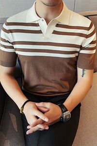 3759-P65 针织冰丝短袖POLO衫男士夏季新款翻领半袖体恤图片