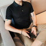 1219-P58夏季男士短袖polo衫休闲修身翻领纯色半袖针织衫，男装T恤，电商B333