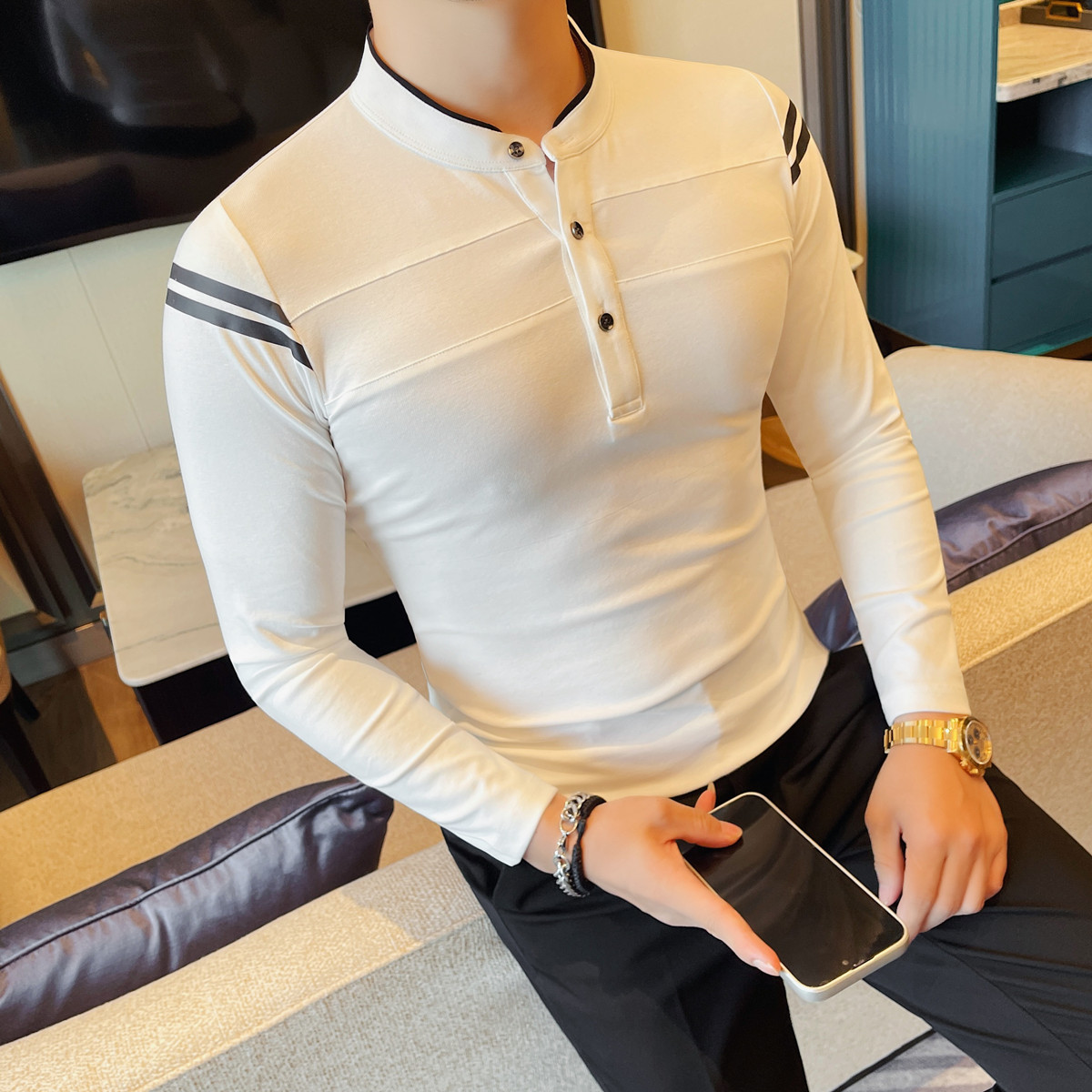 T888-P48男士长袖T恤秋冬新款修身弹力纯色圆领打底衫,男装T恤,电商B333