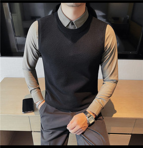 HM018-P105 秋冬男士毛衣针织衫打底衫线衣修身假两件图片