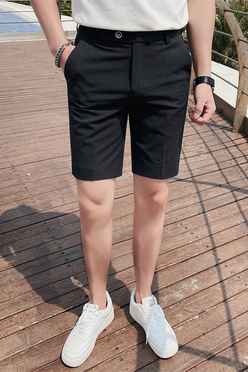 E83-P65-夏季新款短裤男士五分裤休闲西裤纯色百搭中裤深灰色,男装牛仔裤,电商B333