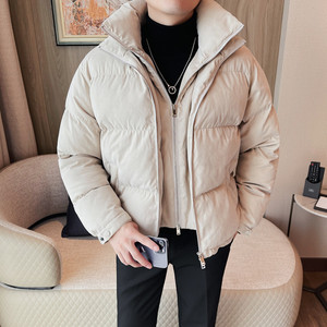 M5537-P208 棉衣男士冬季新款 假两件纯色棉服 面包服图片