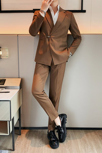 TZ032-P245西装两件套男士西装外套修身商务休闲正装西服礼服套装图片