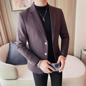 XZ502-P155纯色西装外套男士百搭西服礼服商务休闲小西装
