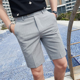 E83-P65-夏季新款短裤男士五分裤休闲西裤纯色百搭中裤深灰色，男装牛仔裤，电商B333