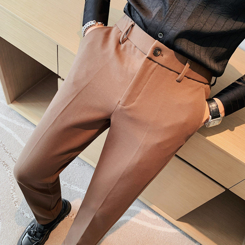 XK5512-P88秋冬男士西裤长裤腰部松紧黑色修身裤子，男装西裤，电商B333