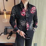 3145-P88花衬衫男士长袖衬衫春季新款时尚百搭休闲长袖衬衣，男装衬衫，电商B333