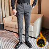 1112-P78加绒厚款西裤男士秋冬新款纯色修身商务休闲百搭长裤，男装西裤，电商B333