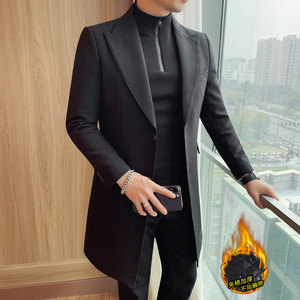 23686-P198 加棉中长款西装西服外套 单排扣风衣 大衣图片