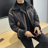 23103-P275冬季棉夹克男士皮毛一体夹克男外套加厚翻领上衣，男装夹克，电商B333