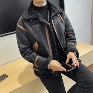 23103-P275 冬季棉夹克男士皮毛一体夹克男外套加厚翻领上衣图片