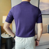 3750-P68男士短袖针织冰丝POLO衫春夏新款修身百搭纯色T恤，男装T恤，电商B333