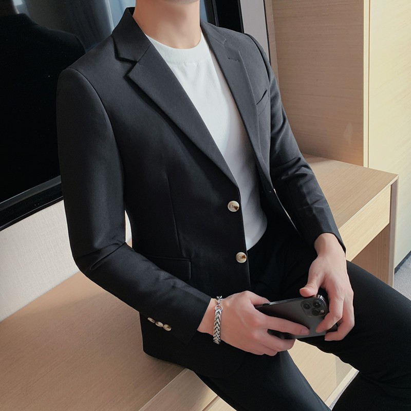 XZ502-P155单排扣西装外套男士商务免烫便服修身休闲纯色西服,男装西服套装,电商B333
