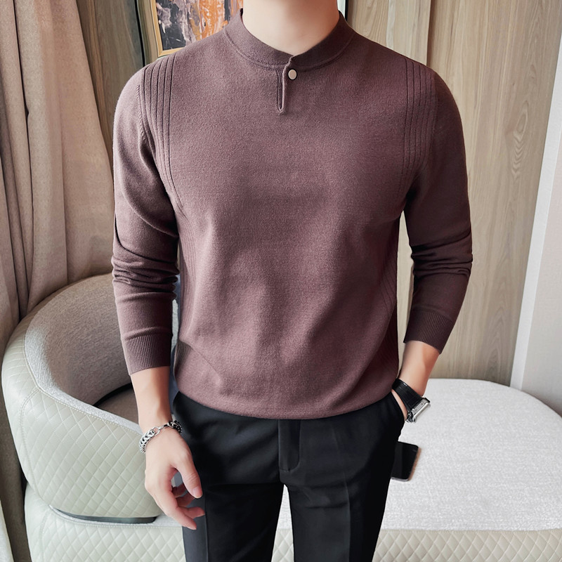 3725-P68长袖针织衫男士秋冬新款修身纯色百搭毛衣打底衫,男装针织衫/毛衣,电商B333