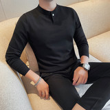 3725-P68长袖针织衫男士秋冬新款修身纯色百搭毛衣打底衫，男装针织衫/毛衣，电商B333